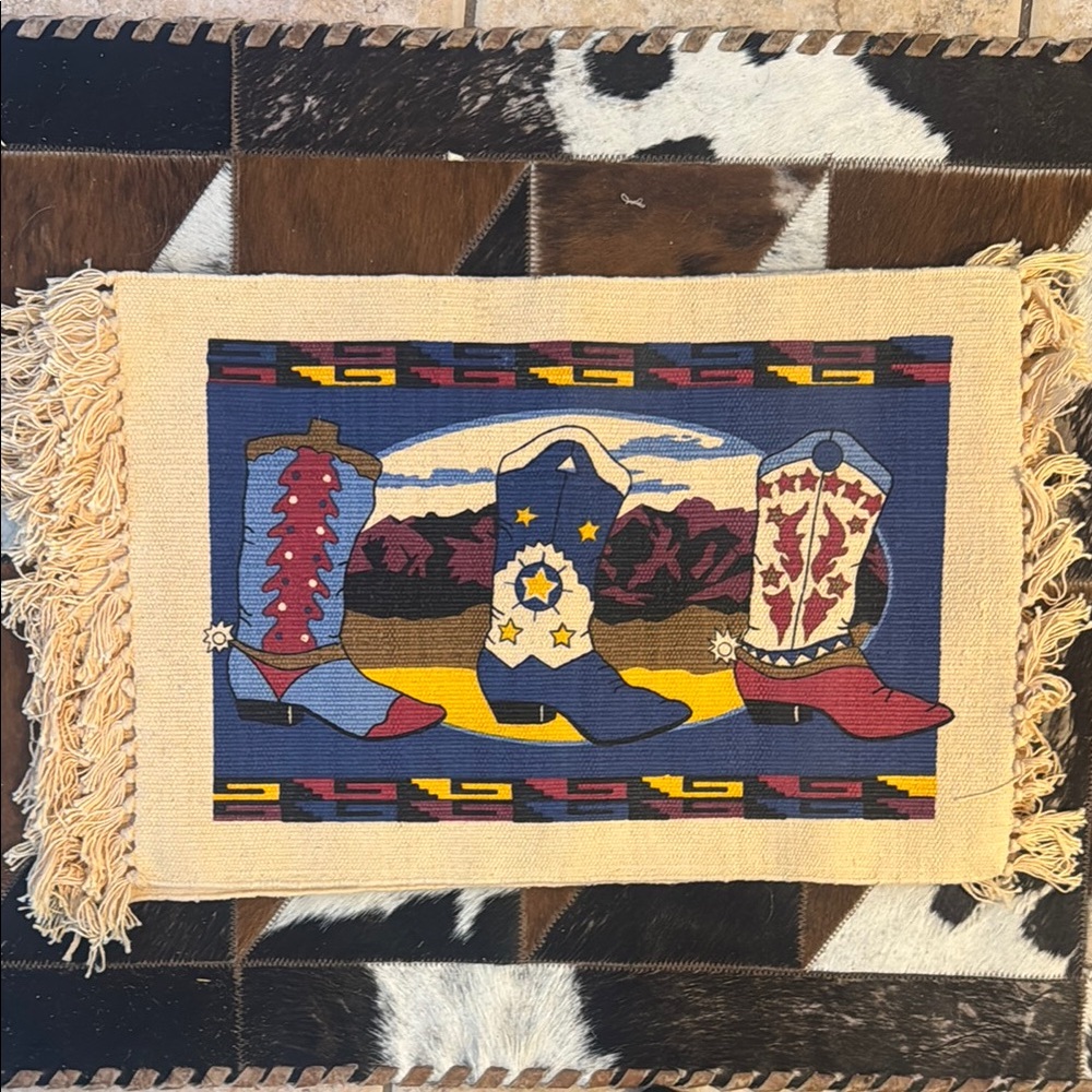 Western Boot set of 4 placemats for dining room table